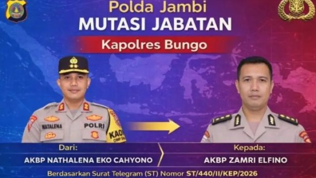 Mutasi Polri, AKBP Zamri Elfino Jabat Kapolres Bungo Gantikan AKBP Natalena Eko Cahyono