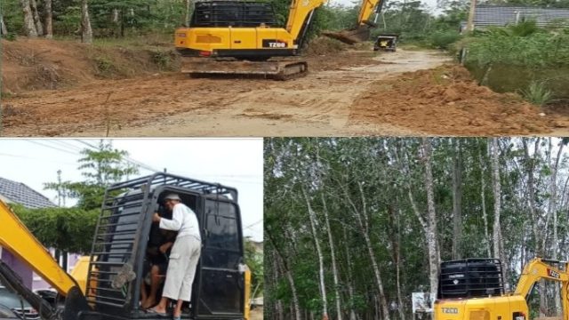 Swadaya Warga RT 06, Jalan Lingkungan Perumahan BTN di Griya Sartika Asri Diperbaiki dengan Bantuan Excavator.