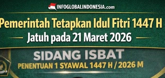 Pemerintah Tetapkan Idul Fitri 1447 H Jatuh pada 21 Maret 2026.